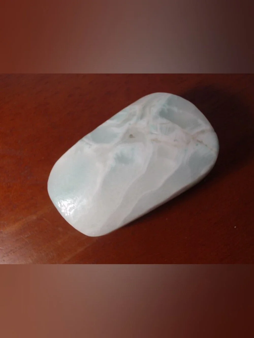 Polished Light Green Calcite Crystal Palm Stone